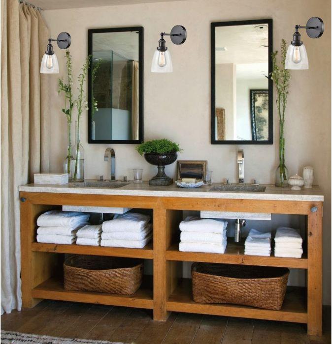 1 Light Mini Glass Wall Sconce Oil Rubbed Bronze Bath Light