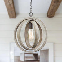 Staircase Globe Metal Rustic Wood chandeliers with 1 Light