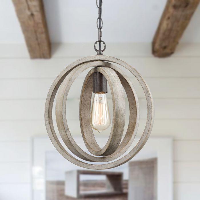 Staircase Globe Metal Rustic Wood chandeliers with 1 Light