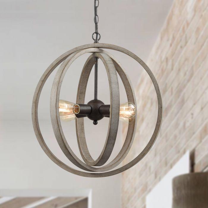 Globe Metal Rustic Wood Dining Room chandeliers with 4 Lights