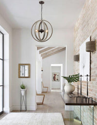 Globe Metal Rustic Wood Dining Room chandeliers with 4 Lights