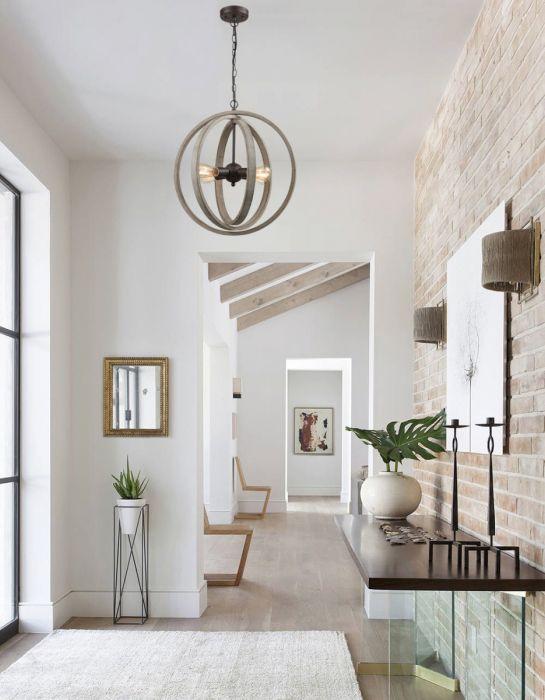 Globe Metal Rustic Wood Dining Room chandeliers with 4 Lights