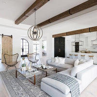 Globe Metal Rustic Wood Dining Room chandeliers with 6 Lights