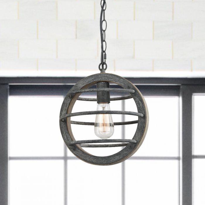 Globe Wood Pendant Light Stained Mock-Mold Finish