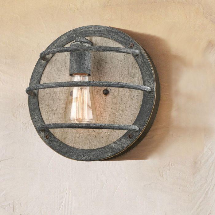 Rustic Wood Wall Sconce Oak with Mock-Mold Finish