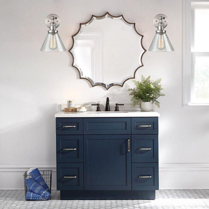 Plug In Wall Sconce Brushed Nickel with On/Off Switch Set of 2