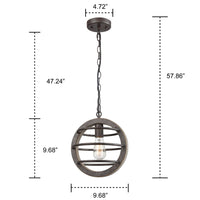 Vintage Industrial Oak Wood and Metal Pendant Light with Antique Bronzed Finish