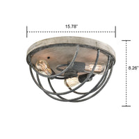 3 Light Vintage Flush Mount Ceiling Lights, Distressed Wooden Mycete Metal Finish