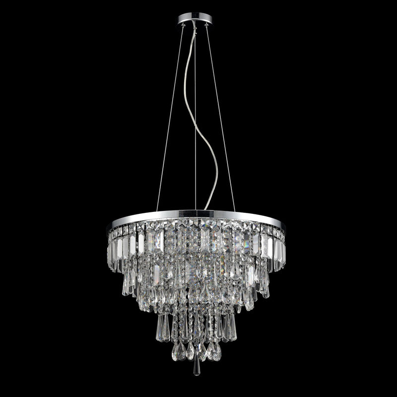 Contemporary Faceted Crystal Six Lights Chandelier/Pendant Light