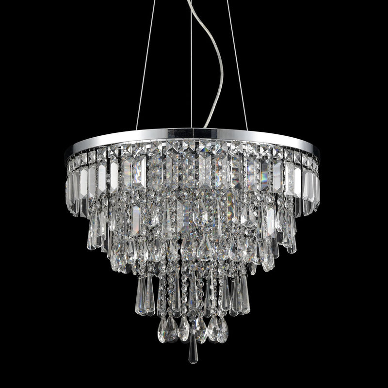 Contemporary Faceted Crystal Six Lights Chandelier/Pendant Light