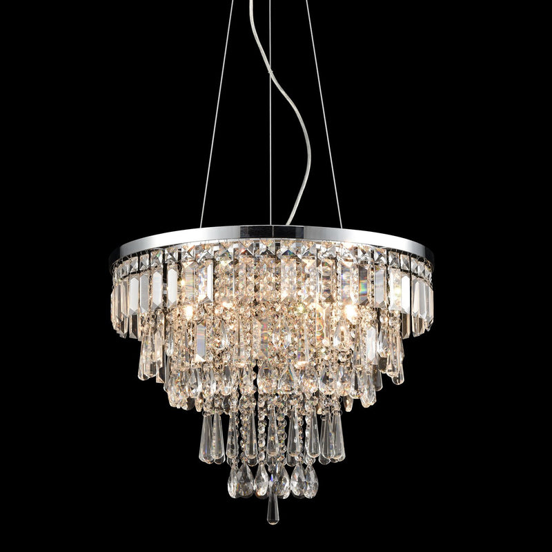 Contemporary Faceted Crystal Six Lights Chandelier/Pendant Light