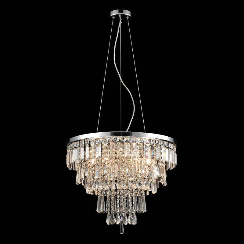 Contemporary Faceted Crystal Six Lights Chandelier/Pendant Light