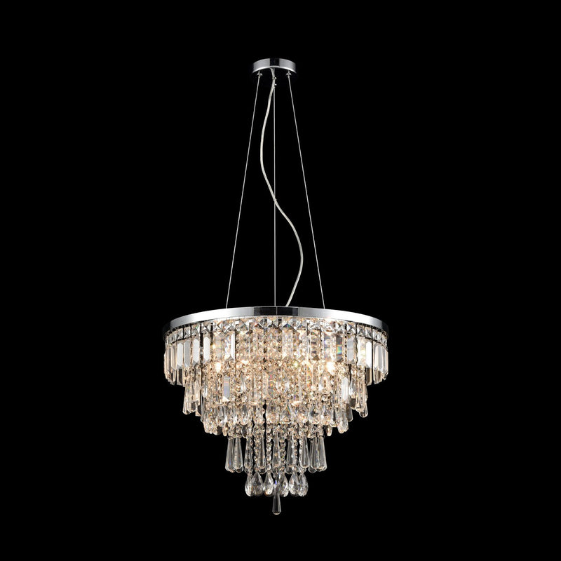 Contemporary Faceted Crystal Six Lights Chandelier/Pendant Light