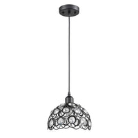 Modern Jewel Crystal and Black Metal Pendant Light