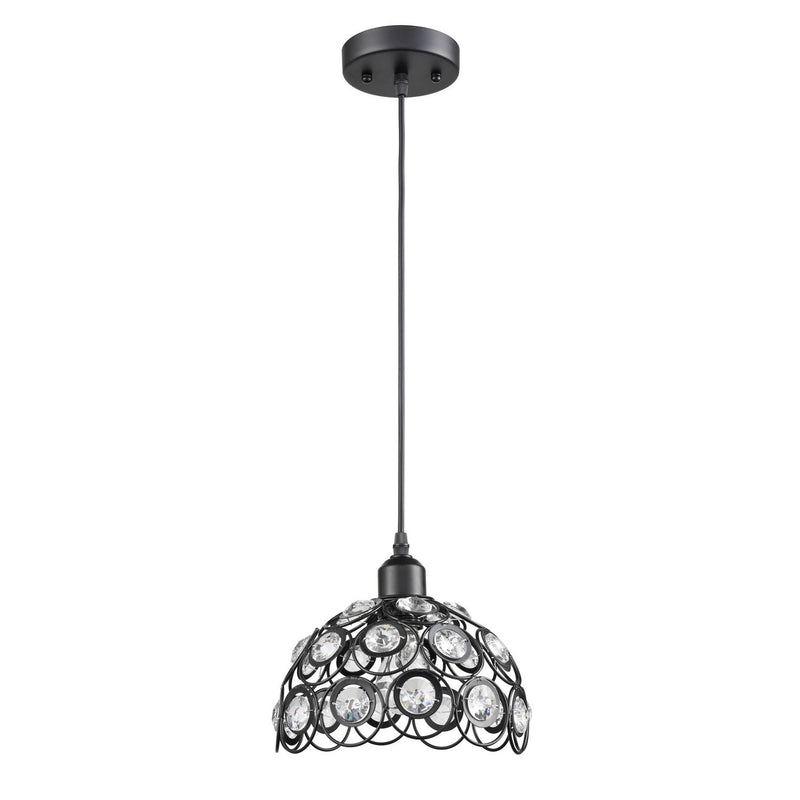 Modern Jewel Crystal and Black Metal Pendant Light
