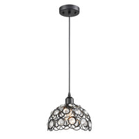 Modern Jewel Crystal and Black Metal Pendant Light