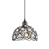 Modern Jewel Crystal and Black Metal Pendant Light