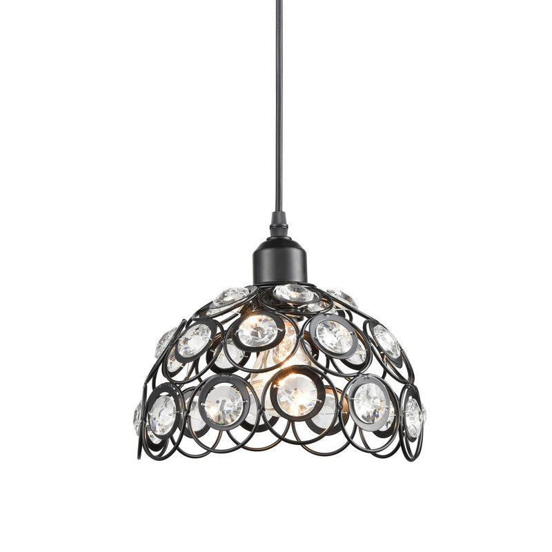 Modern Jewel Crystal and Black Metal Pendant Light