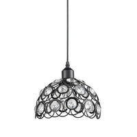 Modern Jewel Crystal and Black Metal Pendant Light