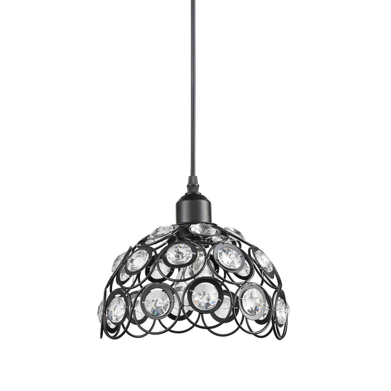 Modern Jewel Crystal and Black Metal Pendant Light
