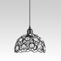 Modern Jewel Crystal and Black Metal Pendant Light